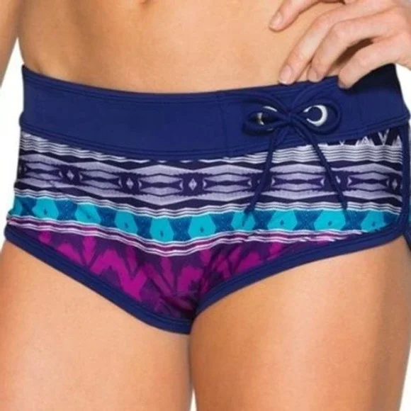 ATHLETA Women's Medium Blue Purple Belize Dolphin Swim Shorts Swim Bikini Bottom - Picture 1 of 9